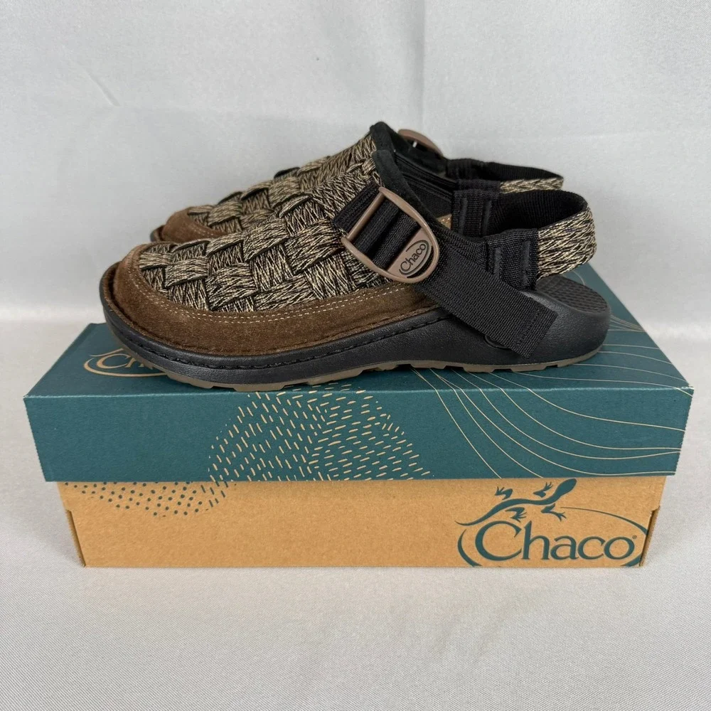 Chaco Canyon Woven Clogs Mens 7 Dark Sand Brown Slip-On Sandal Casual New NIB